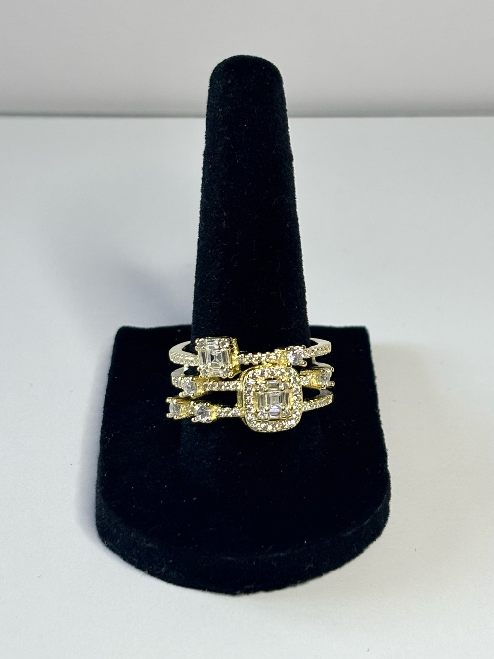Gold multilayer abstract ring (size 9)